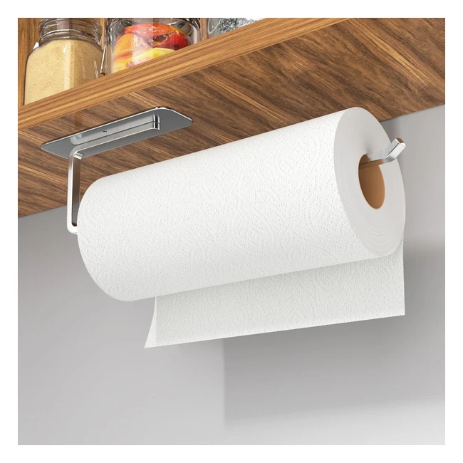 Portarrollos papel cocina aluminio mejorado adhesivo y perforación plateado