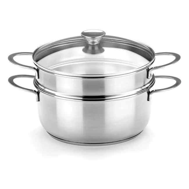 Set cocina vapor 20cm Acero Inoxidable 1810 con tapa cristal - Bra Ancora