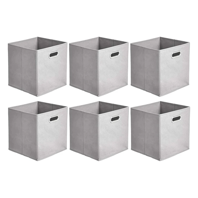 Amazon Basics Collapsible Fabric Storage Cubes 6-Pack Light Grey - Durable Breathable Nonwoven Material