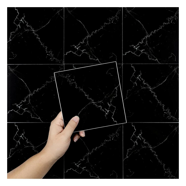Autocollants adhsifs pour carreaux stickers carrelage marbre noir 15x15cm - Lo
