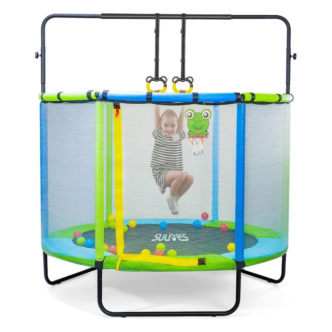 Sulives Toddler Trampoline 5ft - Safe  Stable - Adjustable Gymnastics Bars - Gi