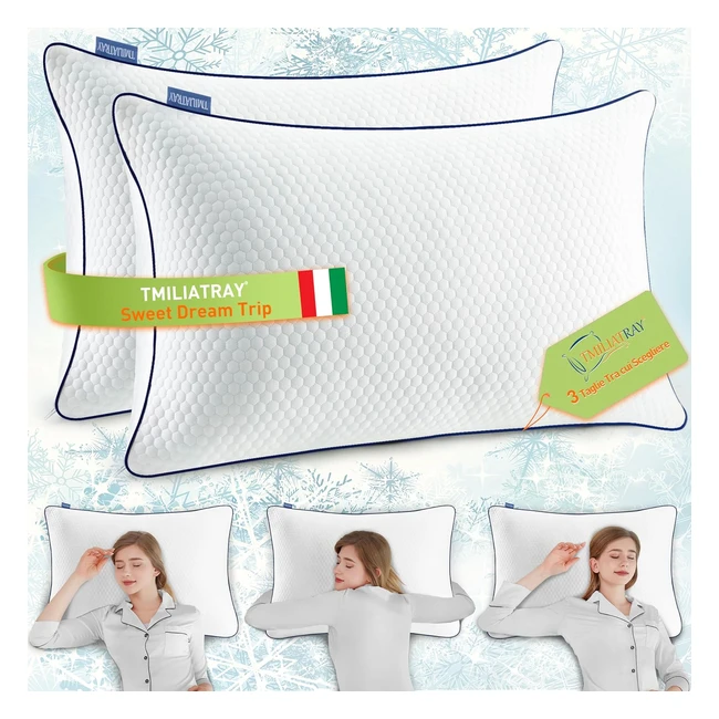 Cuscino Letto Memory Foam Ortopedico TMiliatray 50x70 cm - Set 2 Pezzi