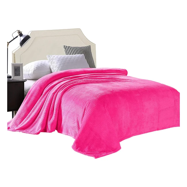 Exclusivo Mezcla Double Size Flannel Bed Blanket 230x168 cm - Soft Waffle Fleece Blanket - Velvet Plush Blankets - Hot Pink