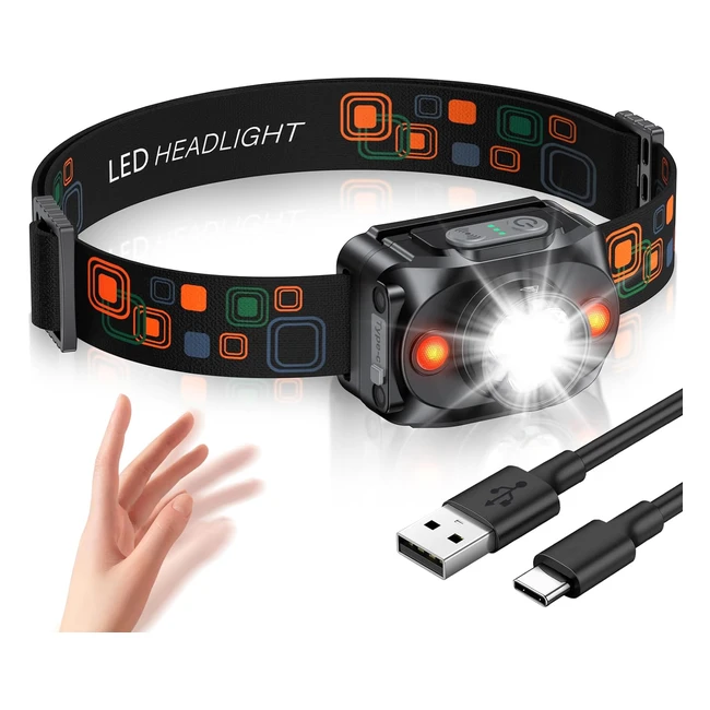 Rolgno Torcia Frontale LED Ricaricabile Ultra Luminosa - 6 Modalit Illuminazio