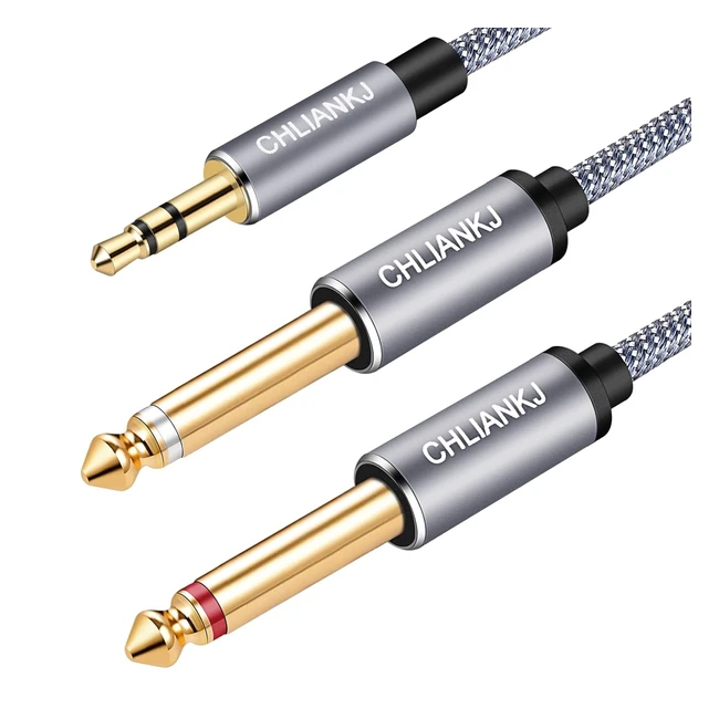 Cable de Audio Jack 3.5mm a Doble 6.35mm Estéreo TRS a Doble 1/4 Mono TS - 3m