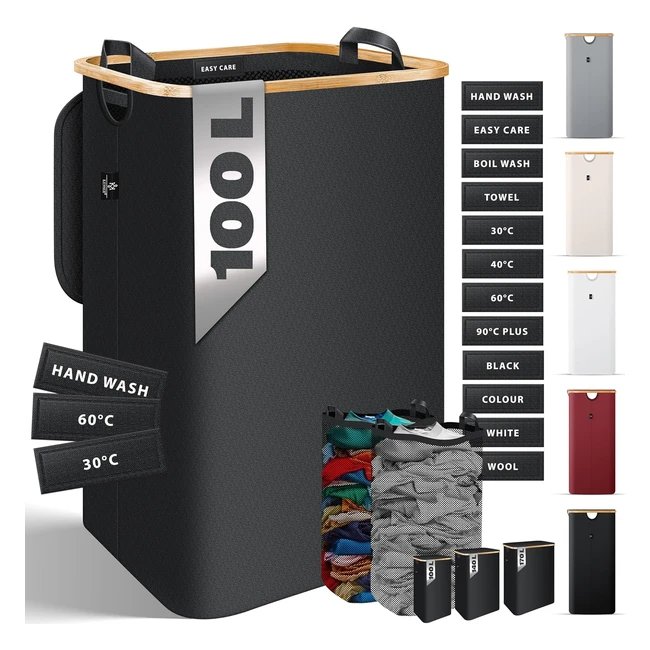 Kesser Wäschekorb mit Deckel faltbar 100 Liter WSchebox WSchetruhe WSchekorb WSchetonne