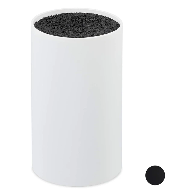 Ceppo Portacoltelli Universale Bianco - Relaxdays HXD 18x11 cm - Spazio per 8 Coltelli