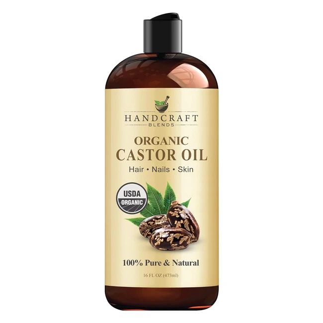 Organic Castor Oil 473ml - Premium Grade for Hair Growth Eyelashes  Eyebrows