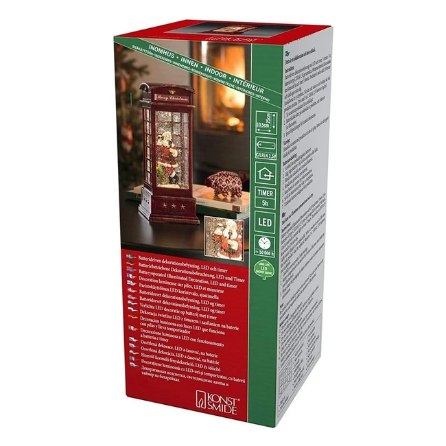 Konstsmide 4363550 LED Telefonzelle mit Weihnachtsmann wasserbefllt 5-Stunde