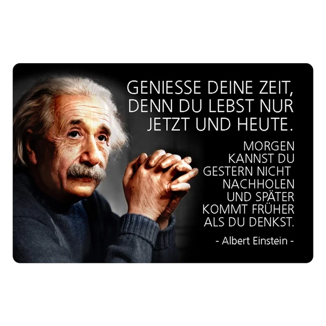 Genieße die Zeit mit Schatzmix Blechschild Spruch Albert Einstein 20x30