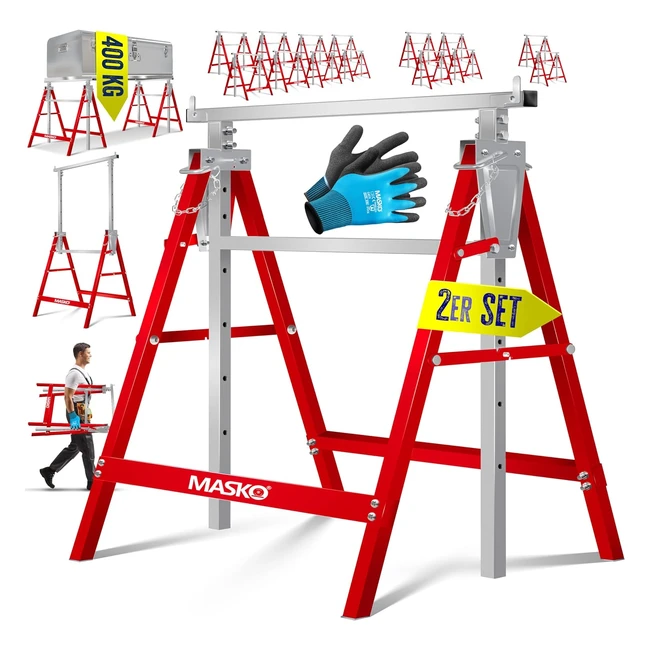 Masko Teleskoparbeitsbock Unterstellbock 2er Set Klappbock 200kg Hhenverstellbar