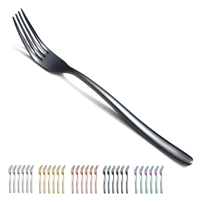 6pc Kyraton Stainless Steel Dinner Forks Set - Black Titanium Plating