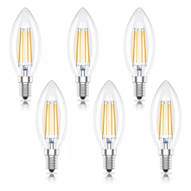 HUOQILIN E14 LED Dimmable Light Bulbs 4W 2700K Warm White 6 Count Pack