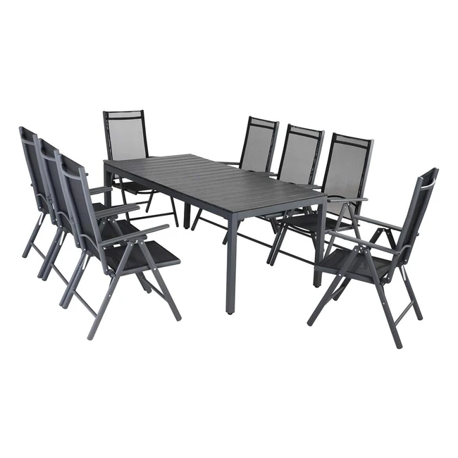 Casaria Aluminium Sitzgruppe  WPC Gartentisch 41 61 81 Anthrazit - Hochwertiges