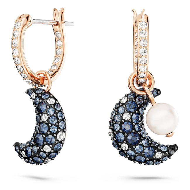 Swarovski Luna Collection - Boucles d'oreilles en croissant de lune avec cristaux sombres - Réf.12345
