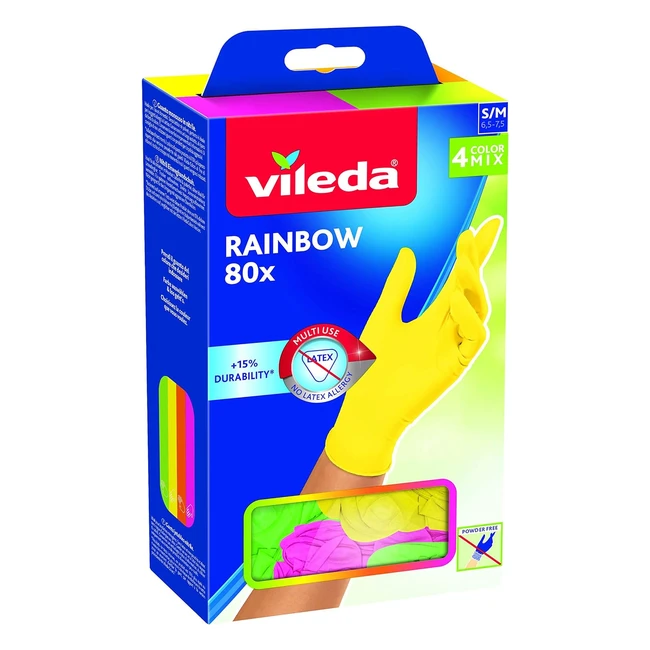 Guantes Multiusos Nitrilo Vileda Rainbow 80 Unidades Talla ML - Resistentes y Coloridos
