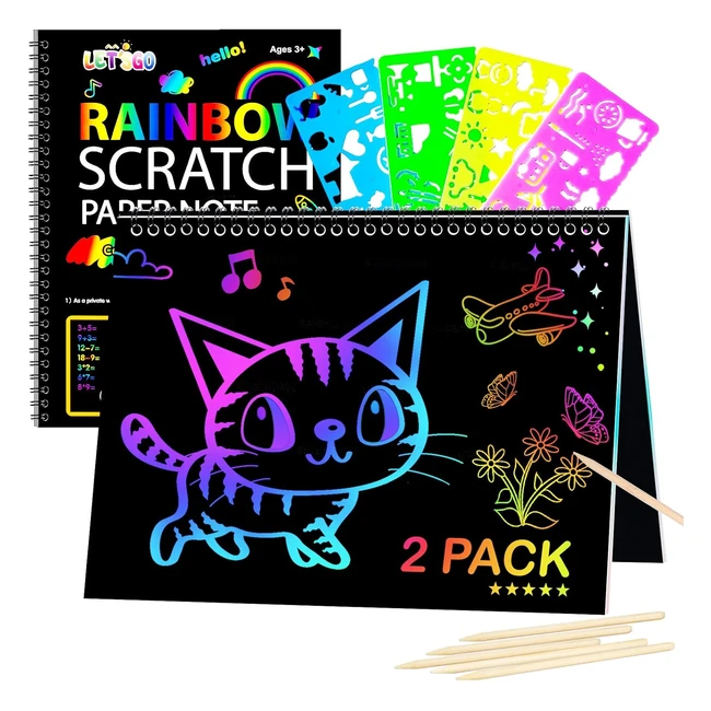 Rilso Art and Craft Set for Kids - Rainbow Scratch Art Books - Gift for Girls Bo
