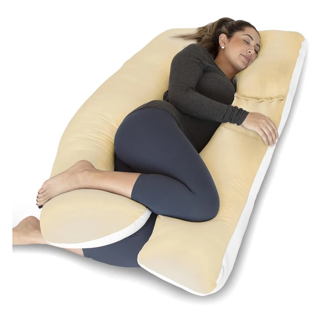 Almohada de Embarazo Pharmedoc en Forma de U - Apoyo Maternidad - Color Beis y Blanco