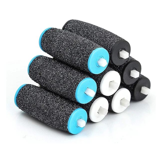 Canvalite 9pcs Pedi Replacement Rollers - 3 Coarse Levels - Extra Rough, Hard, Medium - Skin Remover