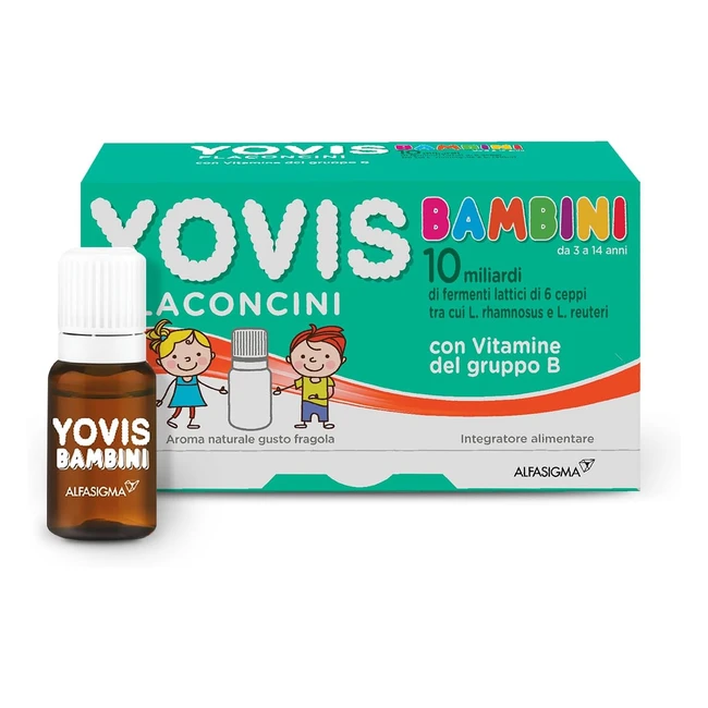 Yovis Bambini Probiotici Flaconcini Fragola - Integratore con Vitamine Gruppo B 