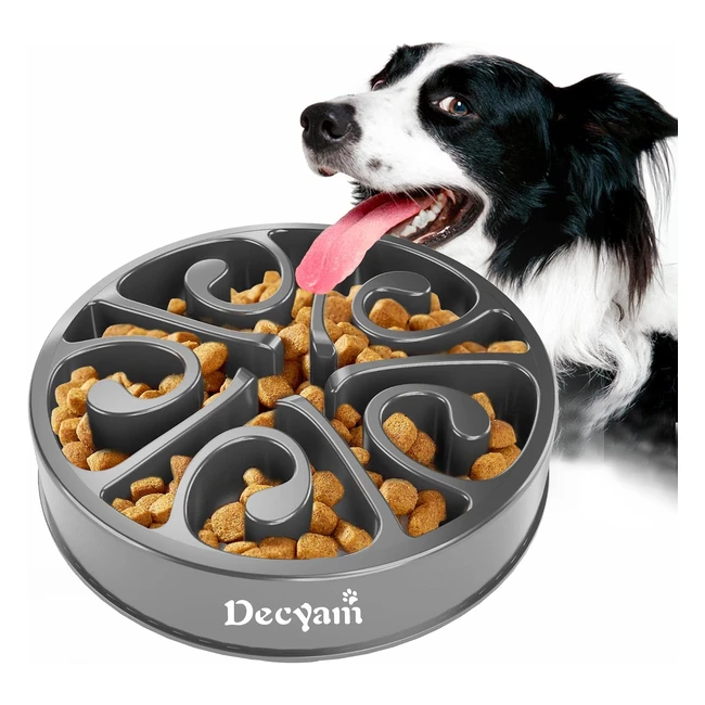 Decyam Slow Feeder Dog Bowl - BPA Free Puzzle Feeder - SmallMedium Blue