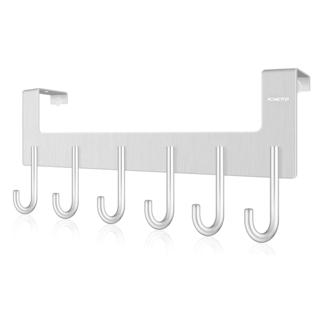 Acmetop Over Door Hooks Heavy Duty Hanger 6 Hooks - Coat Towel Bag Robe Brush Fi