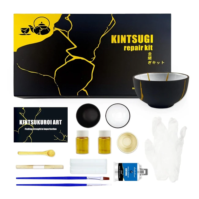 Kit de Reparacin Kintsugi Dorado - Restaura Cermica con Pegamento - Perfecto