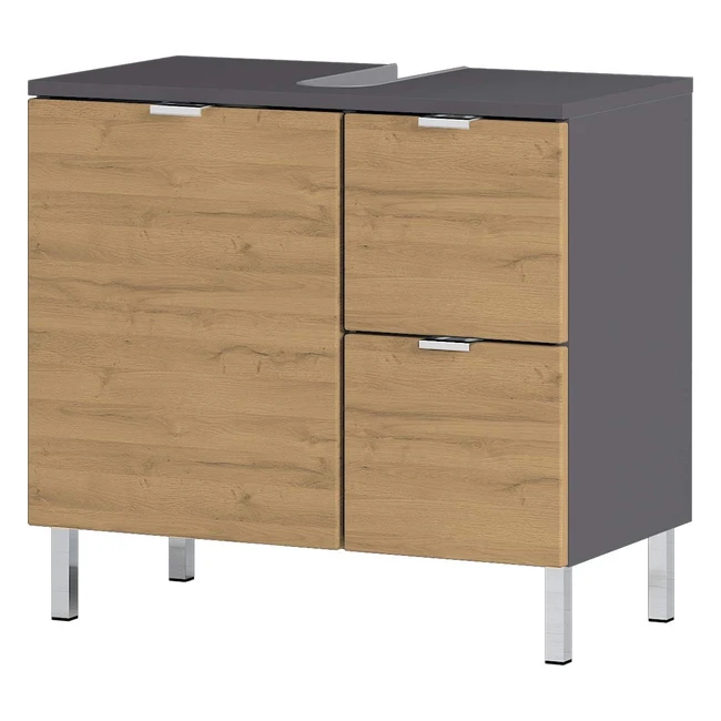 Mobile Base GW Mauresa 8529564 - Cassetti, Pannello Superiore, Grafite/Rovere Grandson, LHP 60x56x34 cm