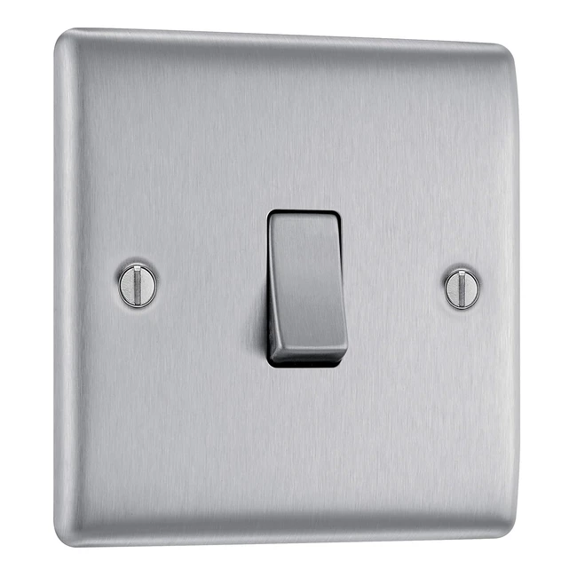 BG Electrical NBS1201 Single Light Switch Brushed Steel 2Way 16AX - Modern Elegance & Easy Installation