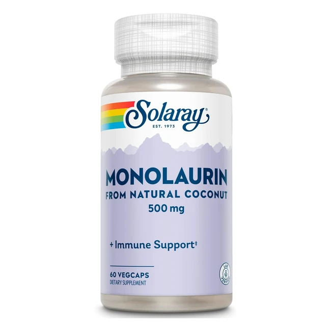 Solaray Monolaurin 500mg - Ref. 60 - Vegcaps 60 Unidades - Potente Fórmula