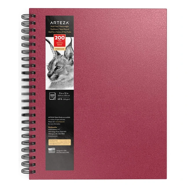 Arteza Sketch Book 229 x 305 cm Pink Drawing Pads 100 Sheets Total 100 GSM Hardcover Sketchbook Spiralbound