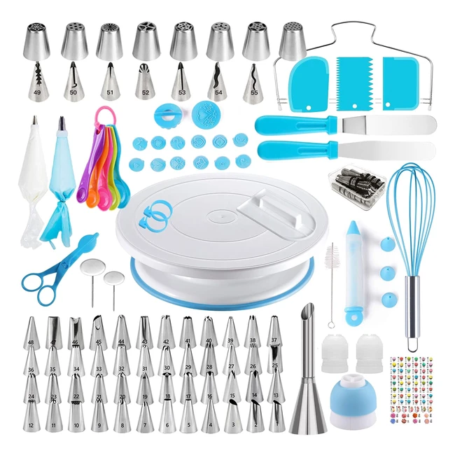 Cake Decorating Kit 137pcs with Turntable  Russian Piping Tips  Baking Tools 