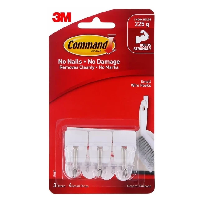 Command 17067ES Kitchen Utensil Hooks | Small White | Holds up to 12 lb