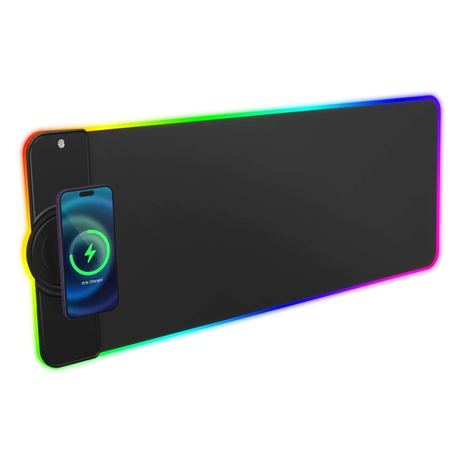hcman RGB Wireless Charging Gaming Mouse Pad 15W LED - Extra Large 80x30cm