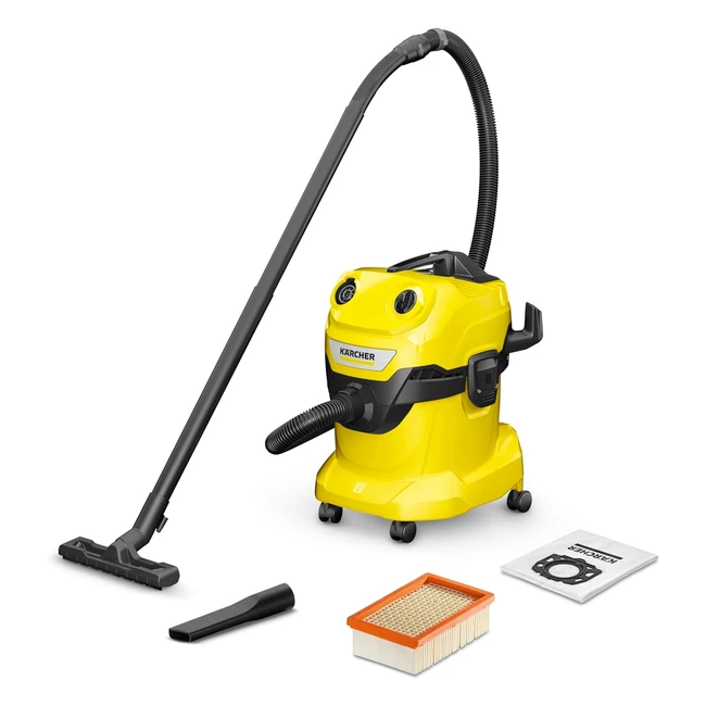 Krcher WD 4 V20522 Wet Dry Vacuum Cleaner Yellow 1000W 20L - Powerful Cleaning
