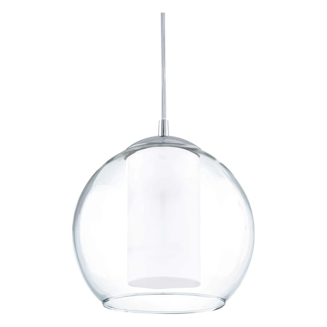 Lampada sospensione Bolsano E27 acciaio vetro cromato bianco trasparente