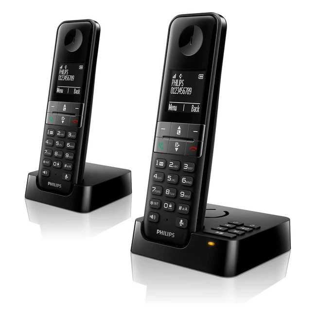 Philips Schnurloses Telefon D4752B DECT mit 2 Handsets - HQ Sound - Weiß