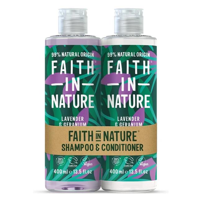 Faith in Nature Lavender Geranium Shampoo & Conditioner Set - Nourishing Vegan Formula