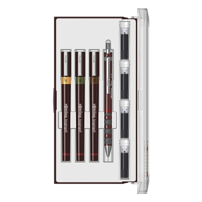 Rotring Isograph Set de Estilógrafos - Recargable - Precisión Alta