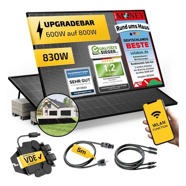 Solakon 830W Balkonkraftwerk 800W Upgradebarer Wechselrichter 600W
