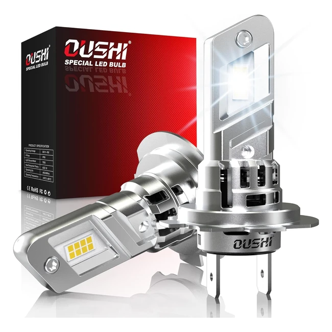 Oushi Lampadine H7 LED 6500K Bianco Xenon 16000lm Plug and Play 2 Pezzi