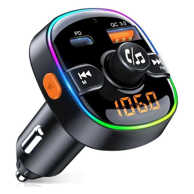 Transmisor FM Bluetooth 53 Coche PD 36W QC30 18W Manos Libres Cargador Adaptador Radio Reproductor MP3 Inalámbrico