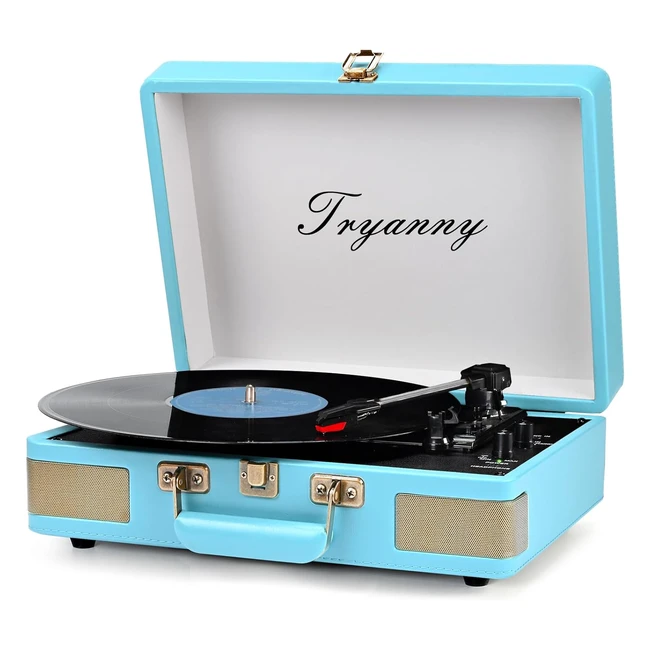 Tocadiscos Bluetooth 3 Velocidades Vinilo Porttil Altavoces Integrados Azul Vi