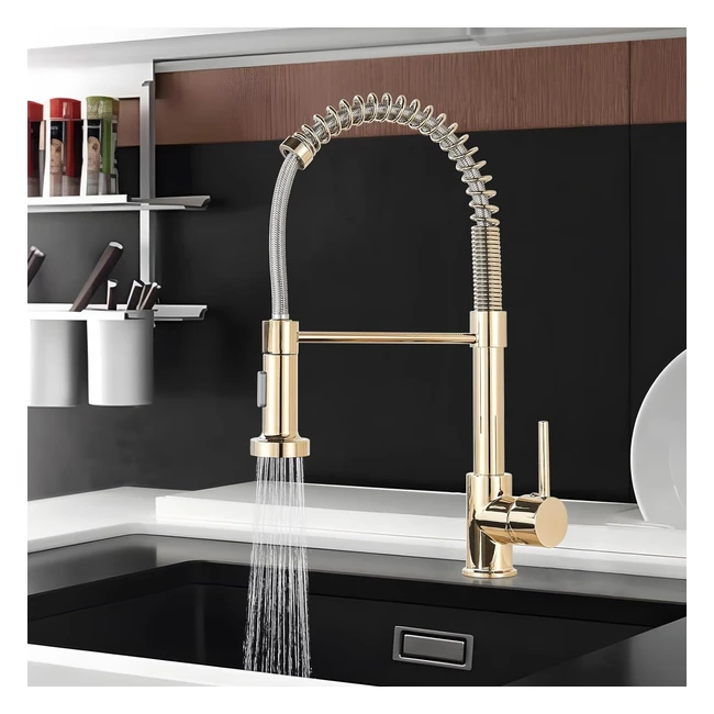 Robinetterie de Cuisine Dorée 360 - Mitigeur Cuisine Monocommande Evier Froide et Chaud