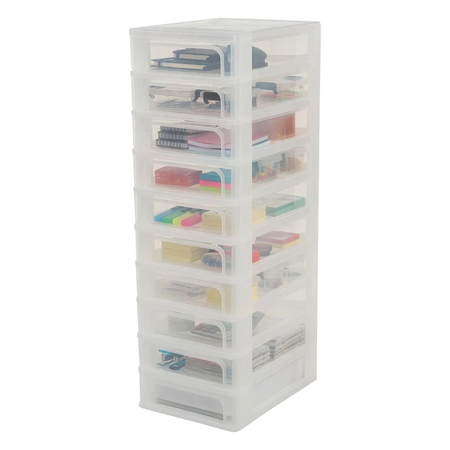 Iris Ohyama Plastic Drawers Storage Unit A4 Format H815cm10 Drawers BPA Free Frosted White OCH2100