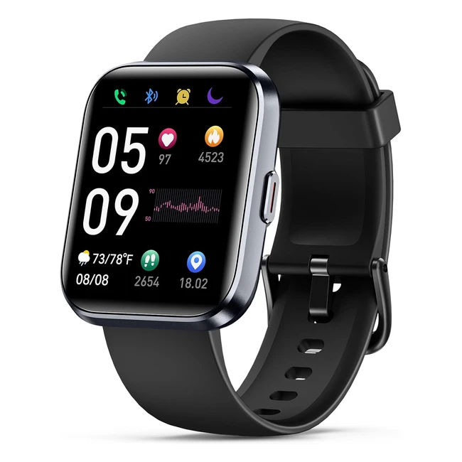Smartwatch Donna Uomo Quican con Chiamate Alexa Fitness Tracker Cardiofrequenzimetro Spo2 Sonno Contapassi Impermeabile IP68 Android iOS Nero