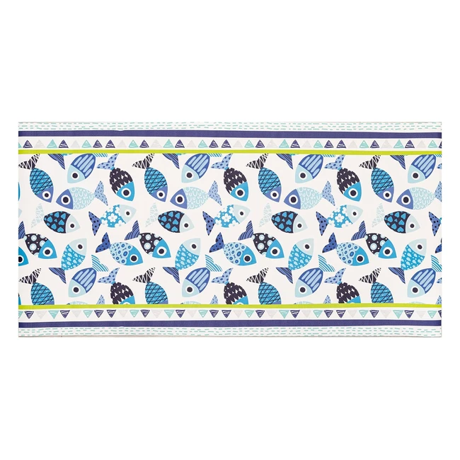 Tappeto Passatoia Vinile Cucina 120x60cm Antiscivolo Cementine Pesciolini PVC