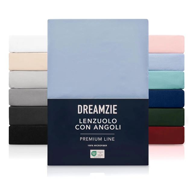 Lenzuolo Angoli 80x200 cm Dreamzie 100 Microfibra Blu - Fino 30 cm Materasso