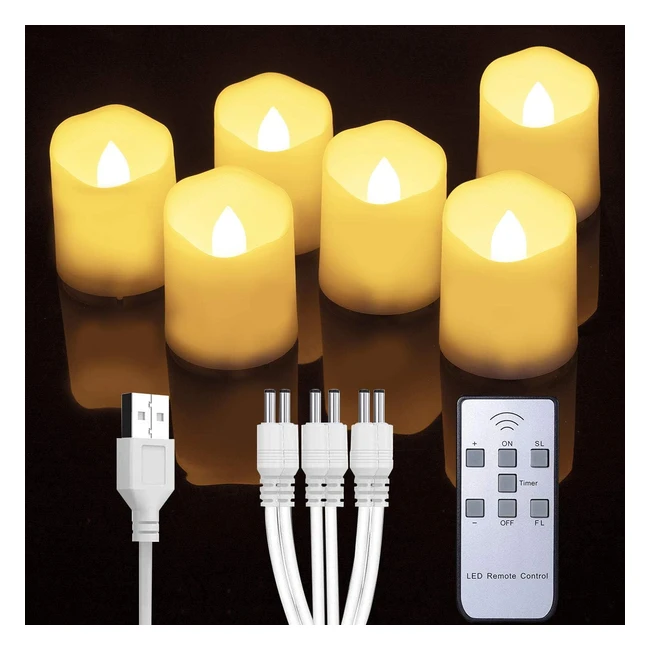 Homemory Rechargeable Flameless Tealights Votive Candles 6pcs - Remote Control -