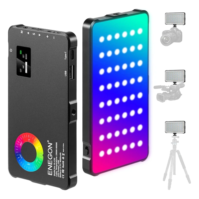 Luce Video RGB Enegon Batteria 4000mAh Full Color 24 Effetti CRI95 2500-9000K